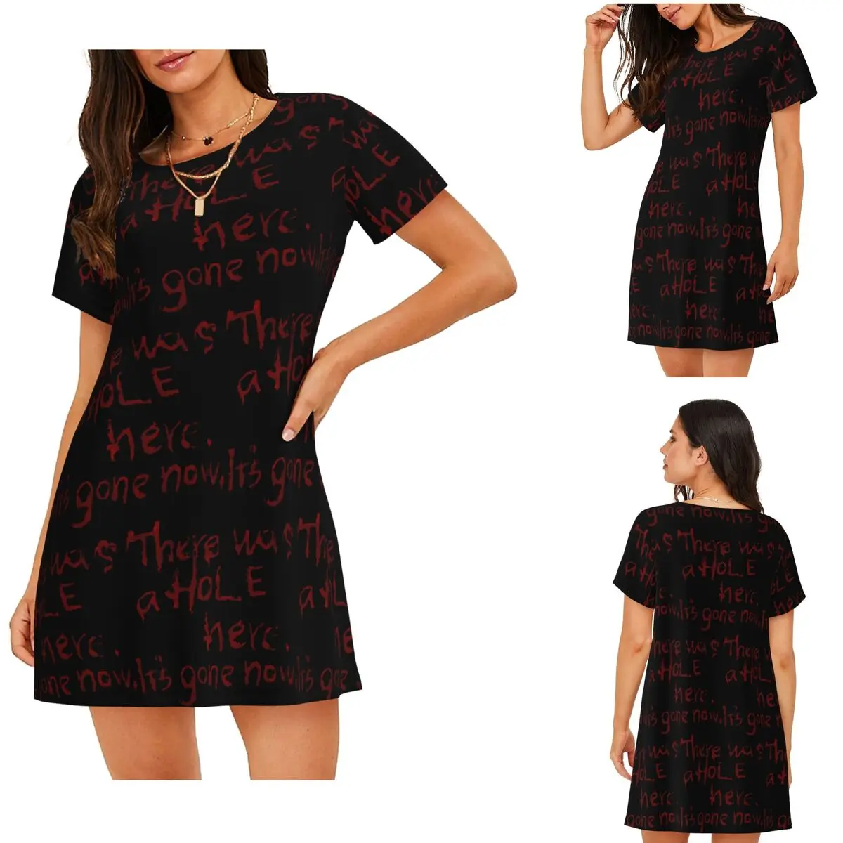 

Custom There Was A Hole Here. Short Sleeves Nightdress For Sleeping Sleepshirts Women Short Sleeve Nightgowns Loose Pajama Dress