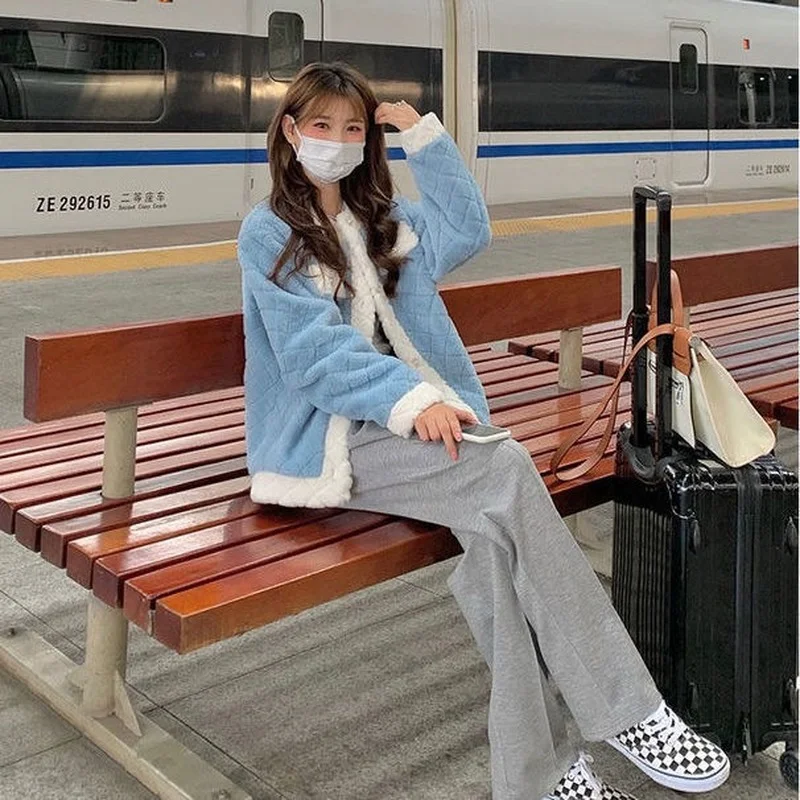 

Jackets Women Sweet French Vintage Tender Patchwork Long Sleeve Aesthetic Winter Outerwear Girlish New Stylish Hot Feminino Ins