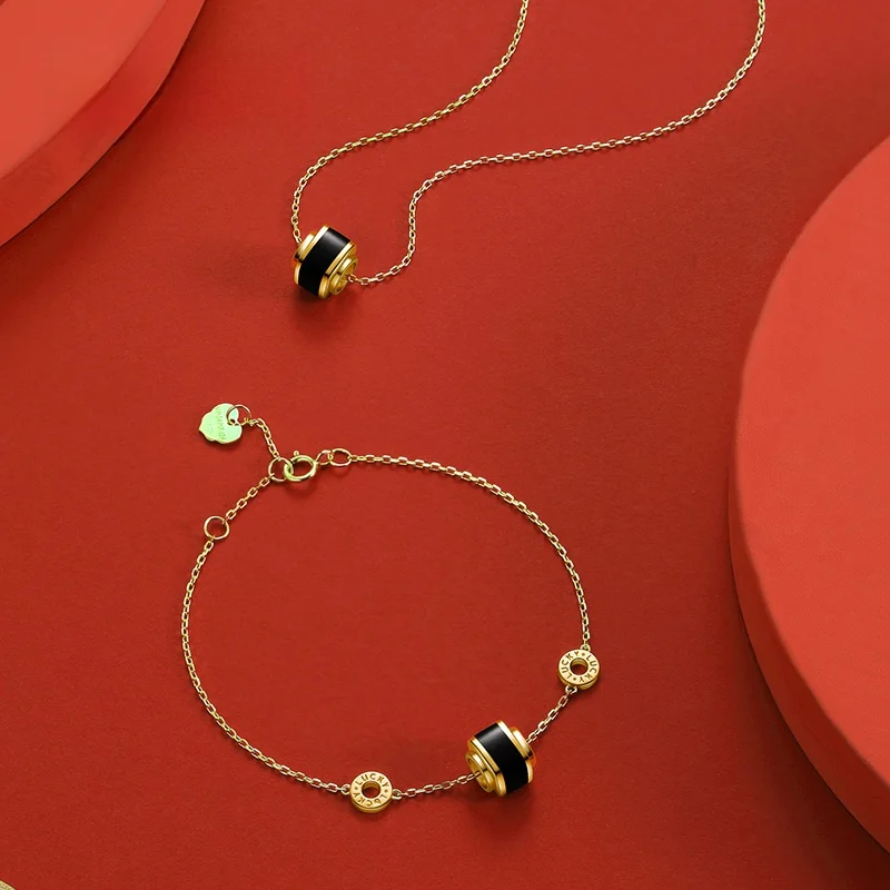 

Creative National Museum of China Gold Plated Ancient Style Zou Ring Necklace Bracelet Couple Birthday Gift for Men And Women