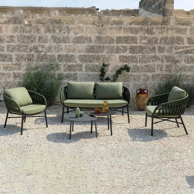 

Outdoor Balcony Villa Courtyard Design Rope Sofa Sunroom Living Room Leisure Rope Weaving Garden Furniture