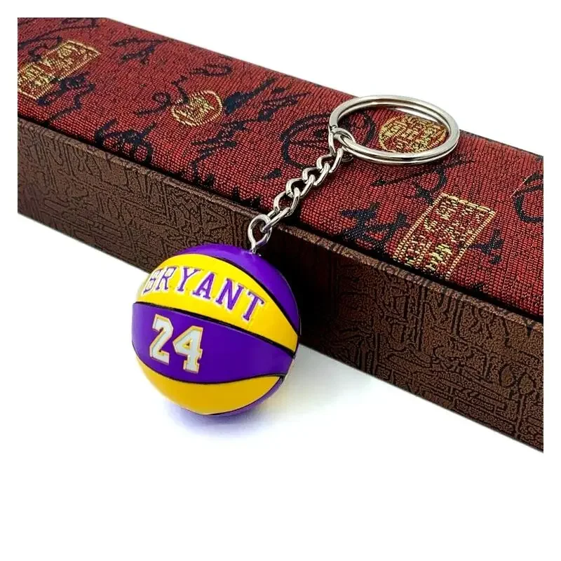 Basketball Keychain Star Name Souvenir Keyring Bag Pendent Rubber PVC Match Ball Sport Fans Collectible Gift for Men Friends