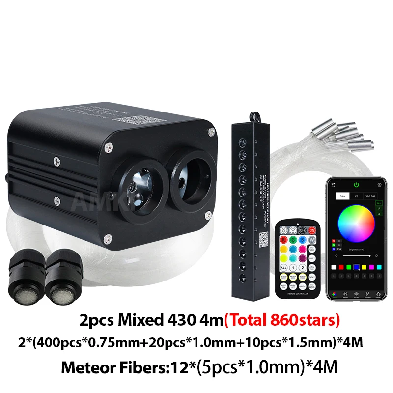 20W Twinkle Rgbw Meteor Starry Sky Auto Star Plafondlamp Fiber Optic Light App Control Led Ster Dak Interieur Atmosfeer Licht