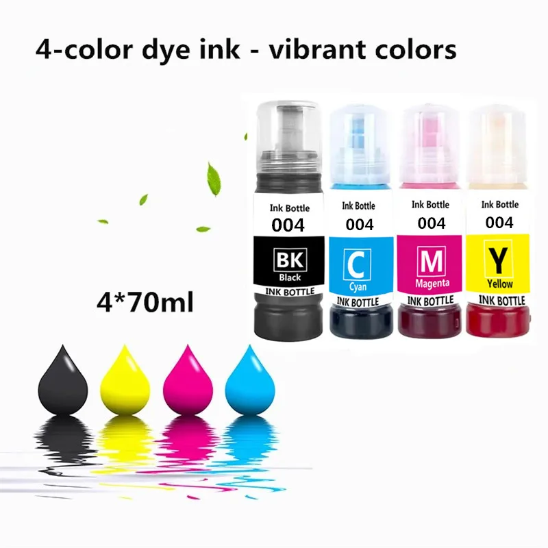 4*70ML Refill Ink For Epson 004  L1119 L3108 L3115 L3151 L3118 L3119 L3156 L3158 L1118 L3153 L4158 L4168 Printer