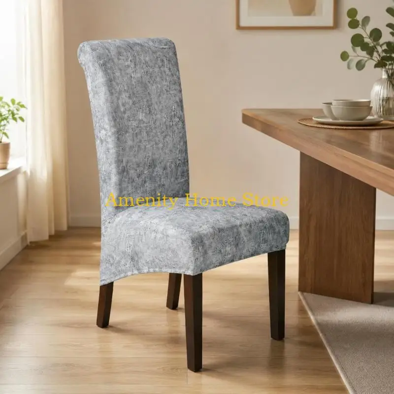 F26C Slip on Dining Chairs Cover, Set of 4, with Stretch Construction and PU Surfaces for Back and Seat Upholstery Coverage