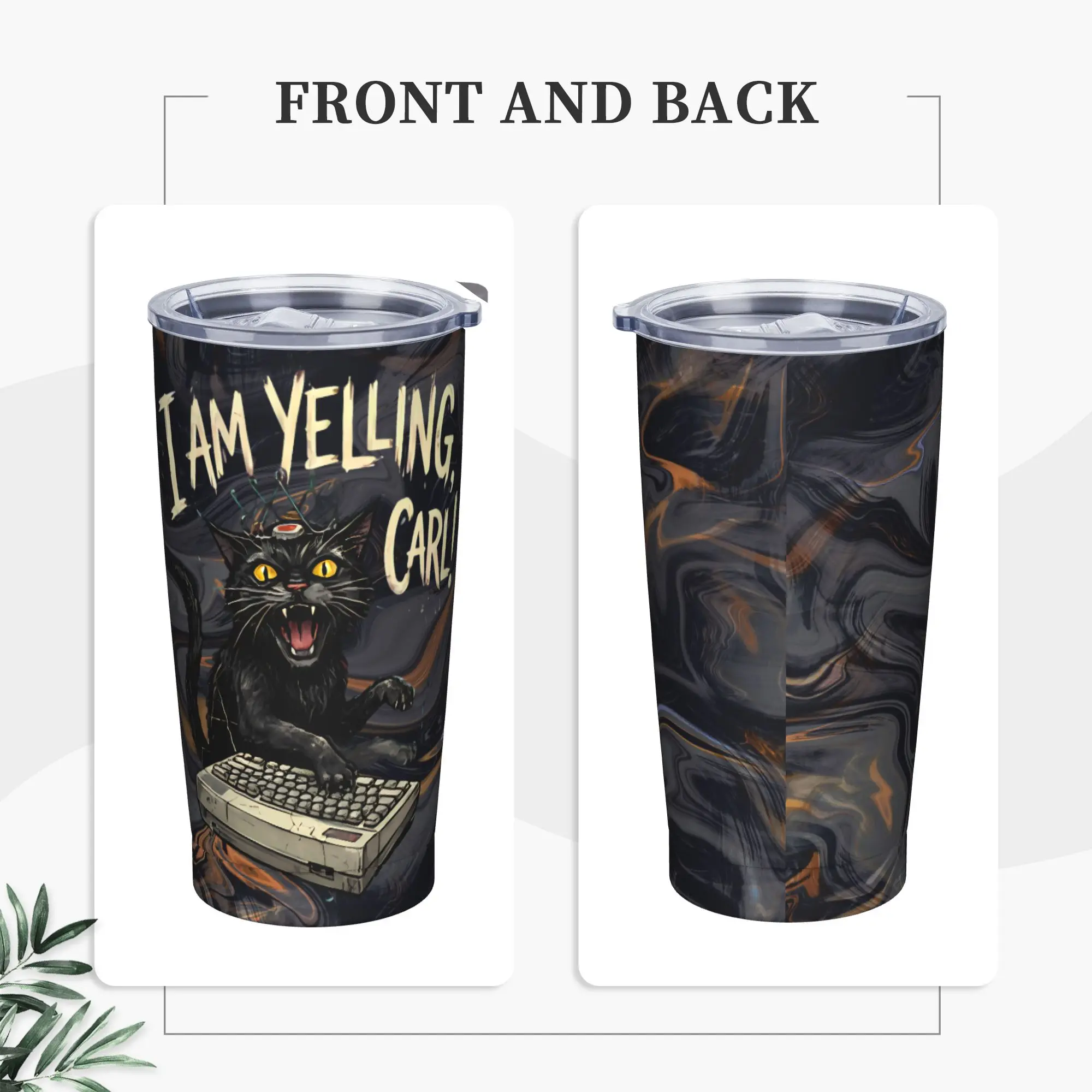 I Am Yelling Carl Donut Cat Meme Tumbler  Travel Large Thermal Cups Portable Hot Drinks Milk Tea Water Bottle