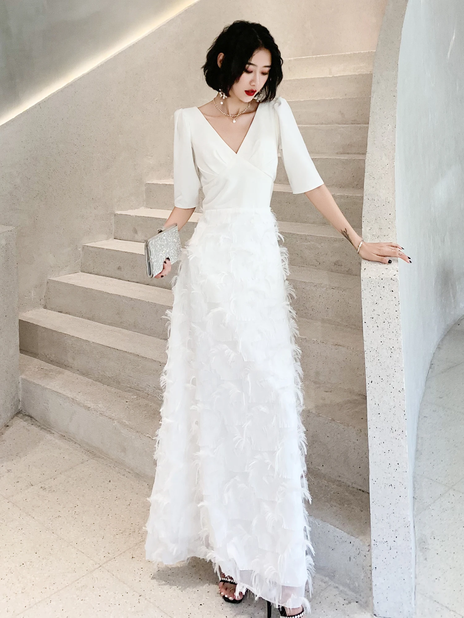 

Ele Long Evening Gown Wedding Dr for Women 2026 New Sle Fairy Aosphere High End Lady Ele Simple Color mid Waist