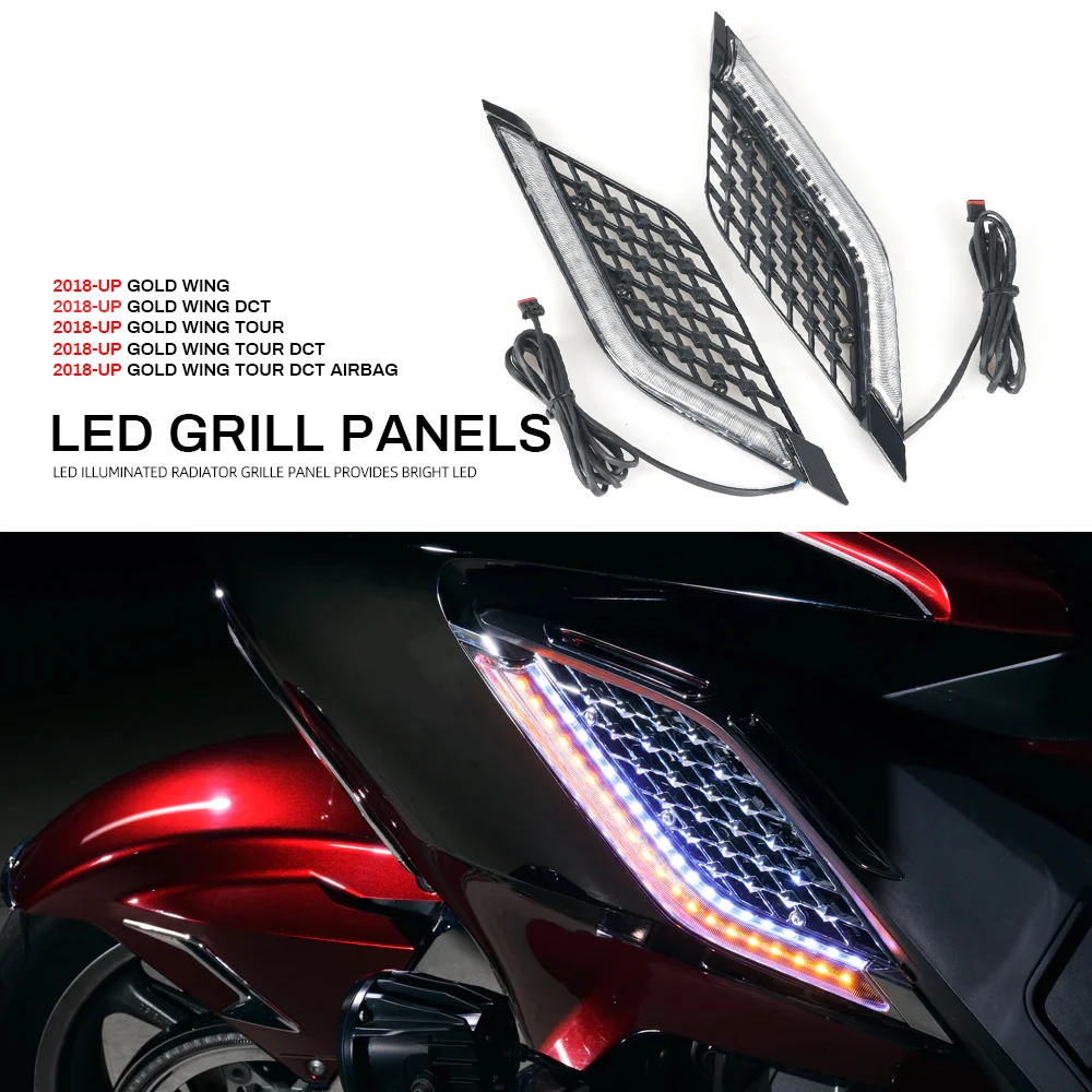 

For Honda Goldwing Gold Wing GL1800 Tour DCT Airbag 2018-2023 Motorcycle LED Light Radiator Grill Panels Decorative Light Lamp