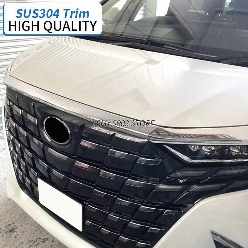 

3 PCS Stainless Steel Chrome Car Exterior Accessories Front Hood Bonnet Lid Molding Cover Trim for Toyota Alphard 40 2023 2024