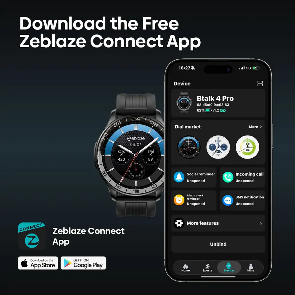 ساعة ذكية Zeblaze Btalk 4 Pro جديدة مع مكالمات صوتية، شاشة AMOLED 1.43 بوصة، مراقبة معدل ضربات القلب، لياقة بدنية ورفاهية للرجال - 6