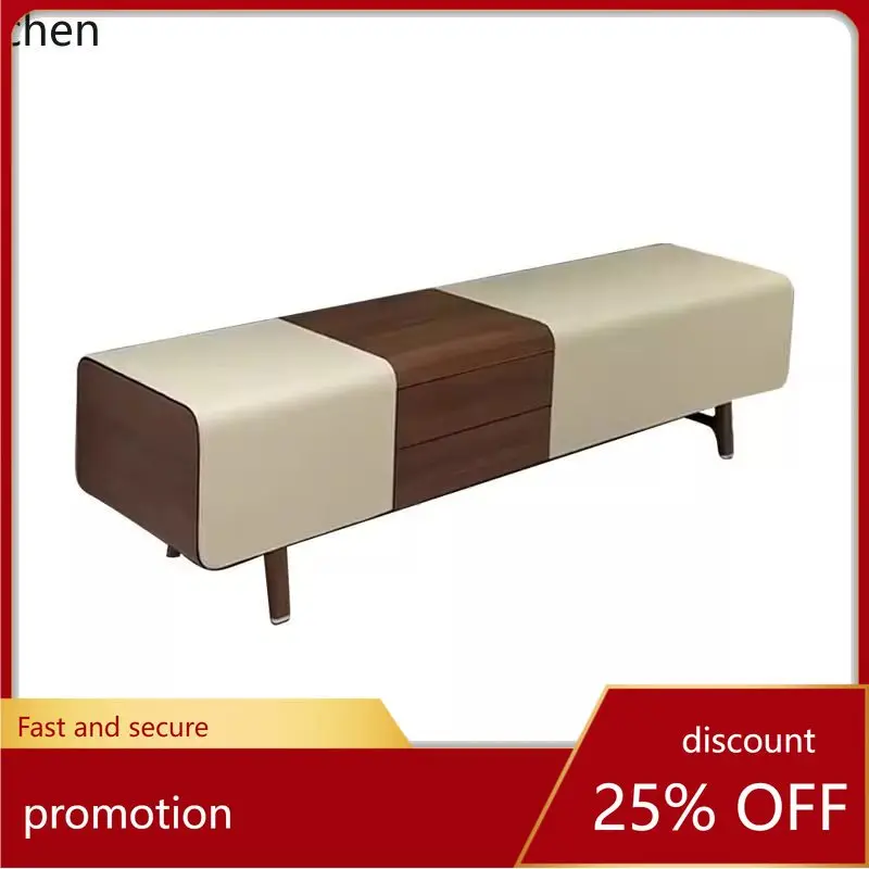 

CZ Solid Wood Leather Art Bed End Stool Home Shoe Changing Stool Simple Model Room Sofa Bench