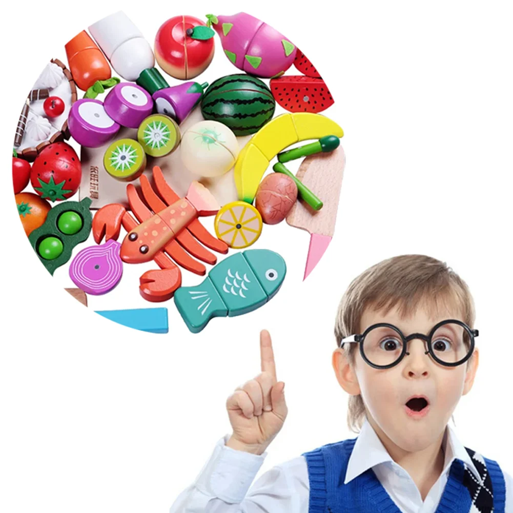المطبخ الخشبي التظاهر اللعب لعبة محاكاة الفاكهة الخضار الغذاء قطع لعبة وهمية البيض الكلاسيكية الأطفال دور اللعب ألعاب مونتيسوري