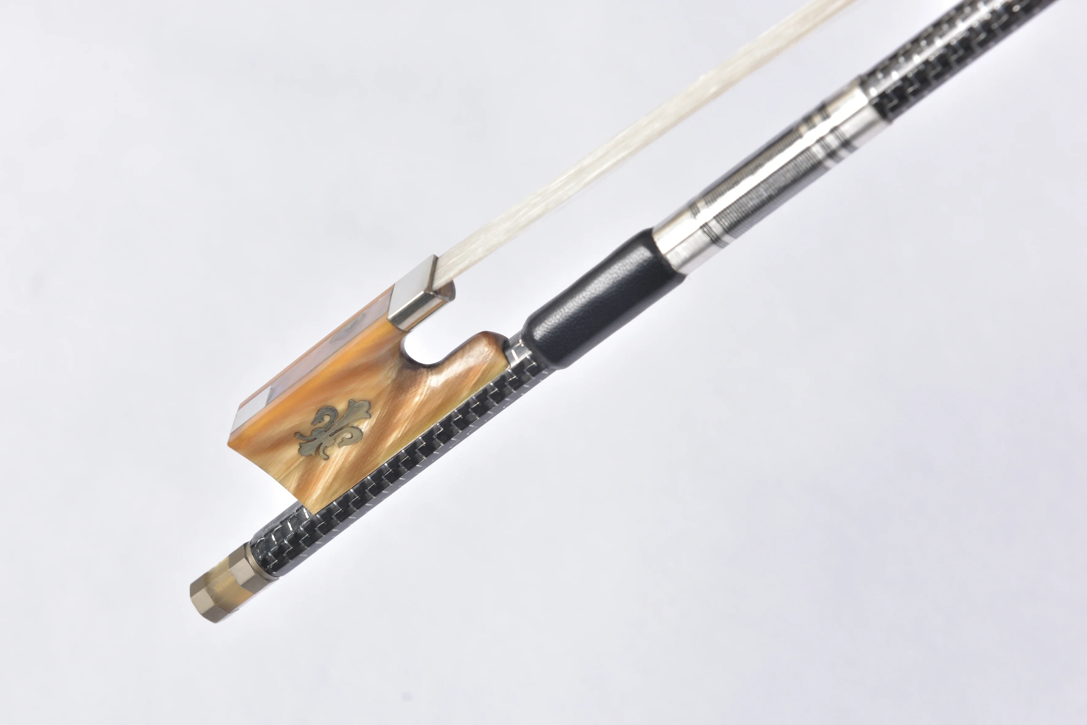 Hot Sale High Cost-effective Black Fashion Horn Frog Braided Silver Wire Carbon Violin Bow