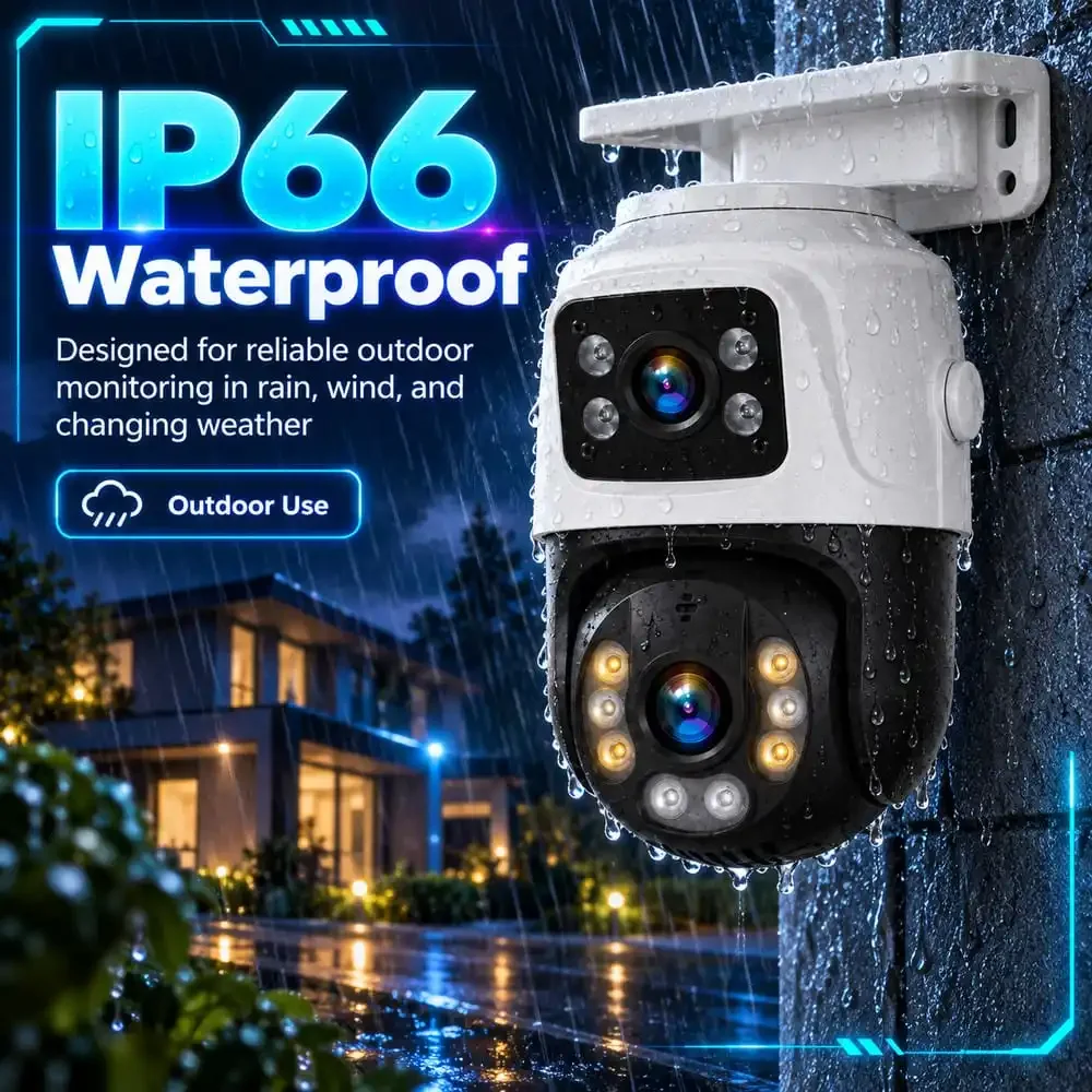 8MP 4K Dual Lens POE IP Camera PTZ Dual Screens Smart Home 360° Wired Video Surveillance IP Camera Motion Detection CCTV ICsee