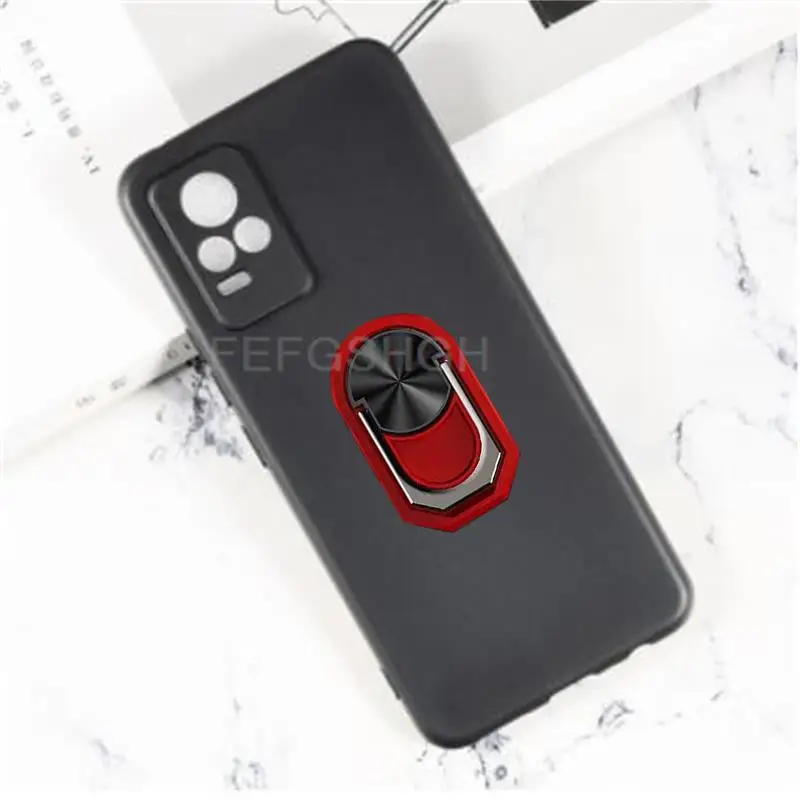 For VIVO V 21e V21 4G 5G Back Cover Finger Ring Soft TPU Silicone Case For vivo V21 Case For vivo V21e 4G 5G Phone Cover