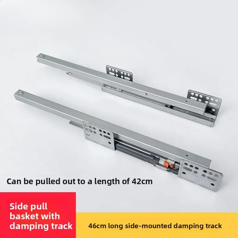 1Pair/ Lot Two-section Bottom Drawer Track Cabinet Bottom Hidden Slideway Damping Buffer Drawer Slideway 25kg