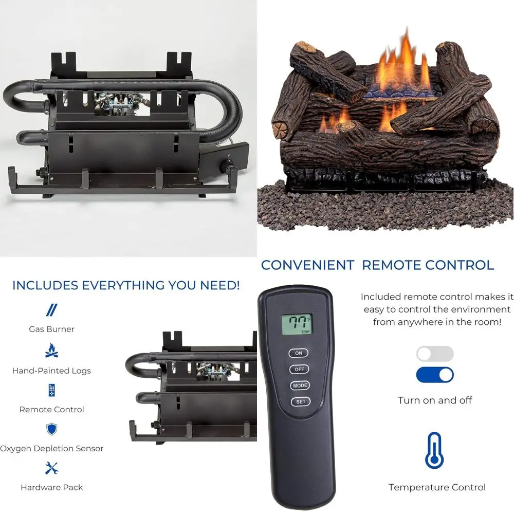 

Двухтопливный безвентиляционный каминный набор с пультом дистанционного управления, 30 000 BTU, обогревает площадь 1 000 кв. футов. Дуб красный, 18-дюймовый, сложенный в стопку, Ft.