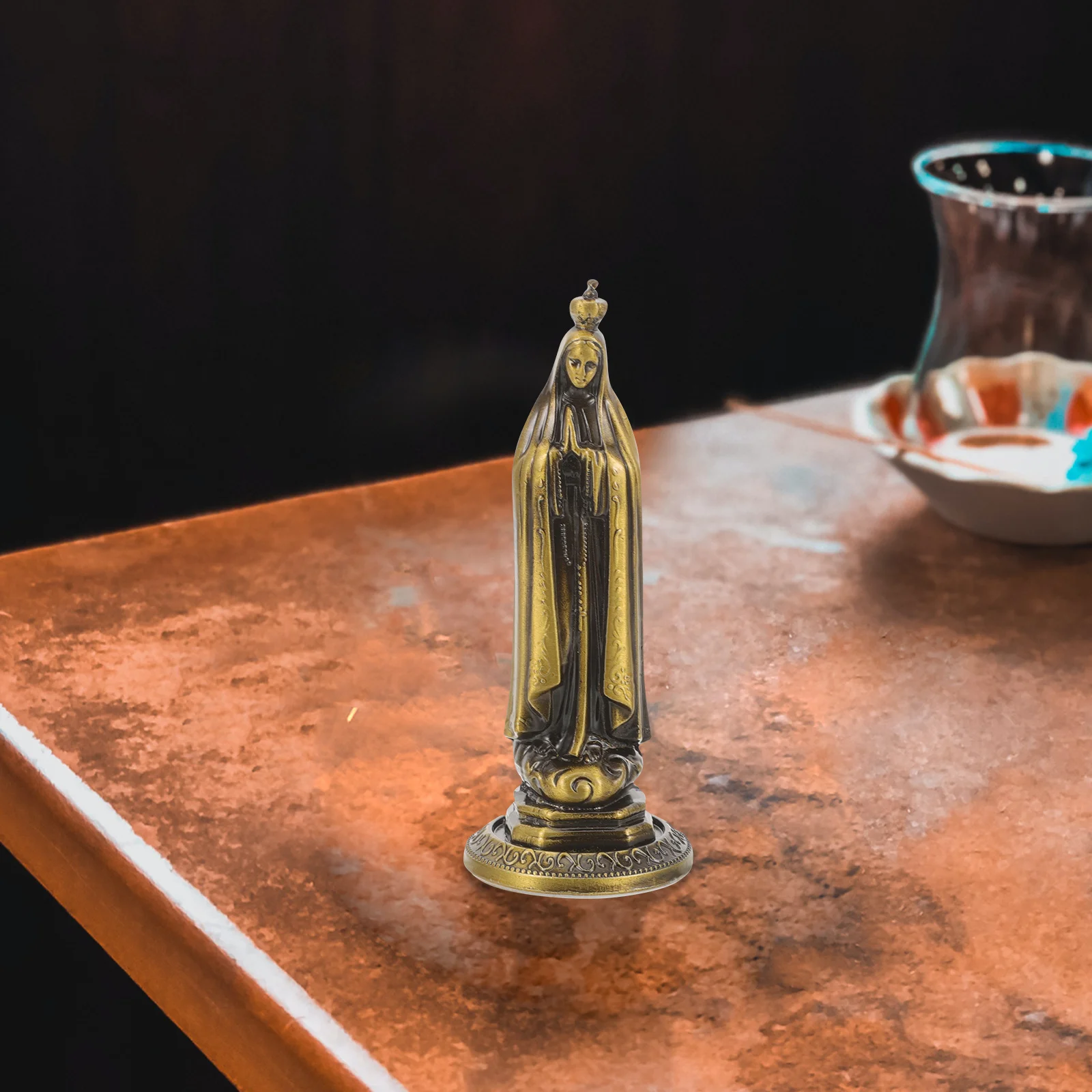 

Vintage Qing Statue Zinc Alloy For Desktop Church Decor Religious Home Decoration Ornament