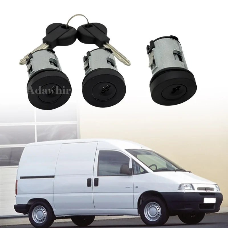 Door Lock Cylinder Barrel Kit 3PCS with 2 Keys 9170AY for Fiat Scudo Peugeot Expert Citroen Jumpy Dispatch Toyota Proace 95-07