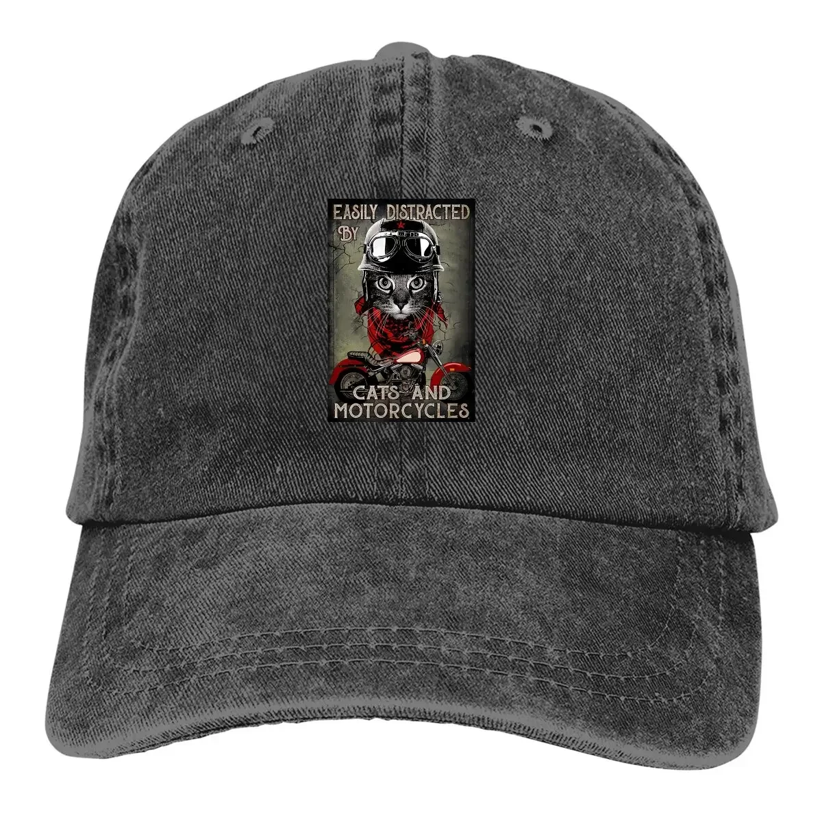 Easily Distracted By Cats And Motorcycles Baseball Cap Men Hats Women Visor Protection Snapback Motorcycle Caps