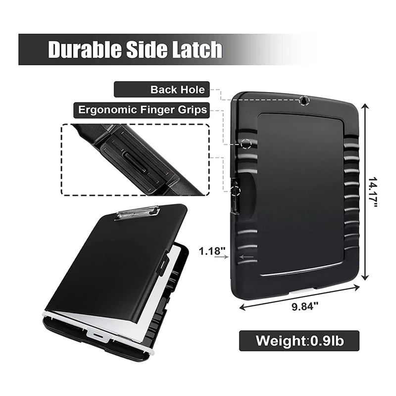 Папка для бумаг с хранилищем, черная Зажимная доска, Детские доски для кормления X 11 с хранилищем и держателем ручки