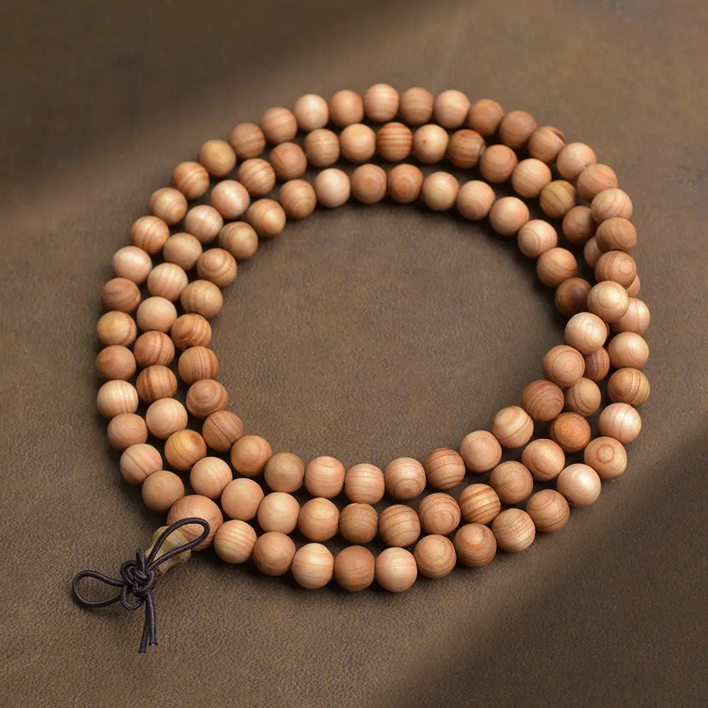 

Natural Taihang Thuja Scented Wood 108 Beads Buddhist Bracelet High Oil Density Prayer Beads for Men and Women Gifts