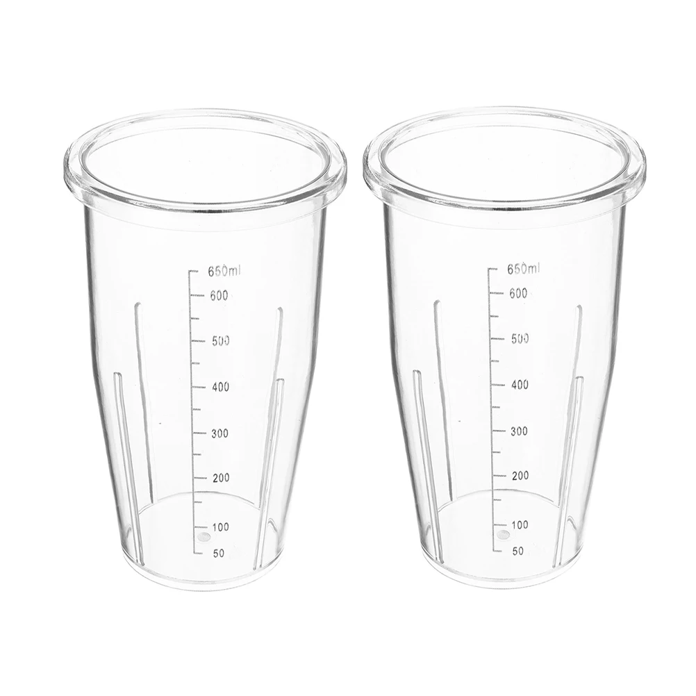

2pcs Transparent Blender Cups 650Ml With Measurement Markings Durable Plastic Replacement For Smoothies Juices Protein Shakes