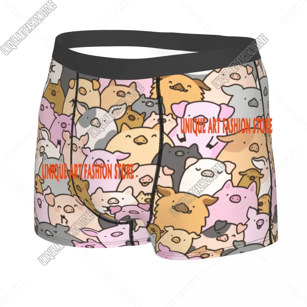 Custom Cute Colourful Pigs Piglets Pattern Underwear Male Print Animal Piggy Lover Boxer Briefs Shorts Panties Soft Underpants