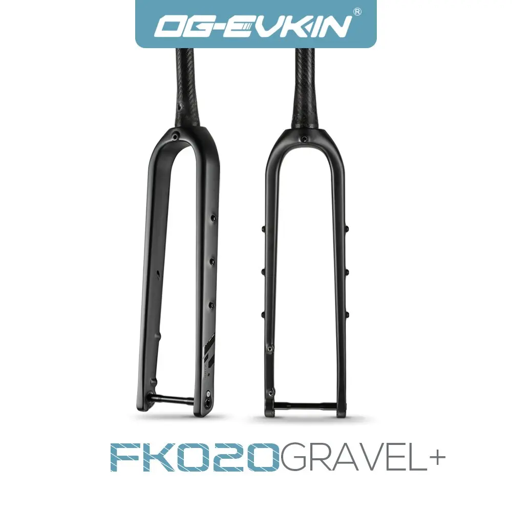 Horquilla Delantera para Bicicleta de Gravel OG-EVKIN FK-020, Fibra de Carbono, Cónica, Negro Mate, 700C, Accesorio de Ciclismo con Eje Pasante de 12x100mm