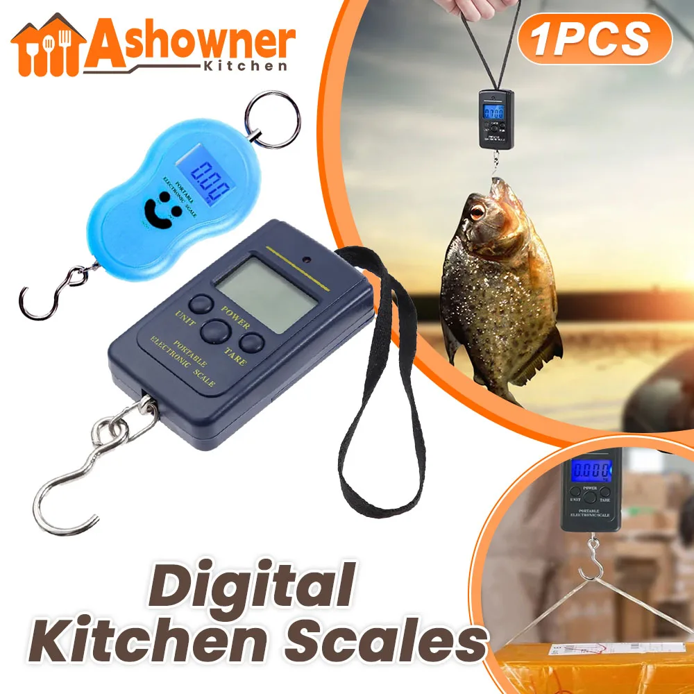 

Digital Kitchen Scales Mini Scale Electronic LCD for Fishing Luggage Travel Weighting Steelyard with Backlight 50kg/10g Weight