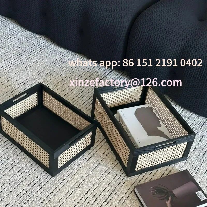 

Customizable Japanese Solid Wood Storage Basket Black Square Storage Box Home Storage Basket Modern