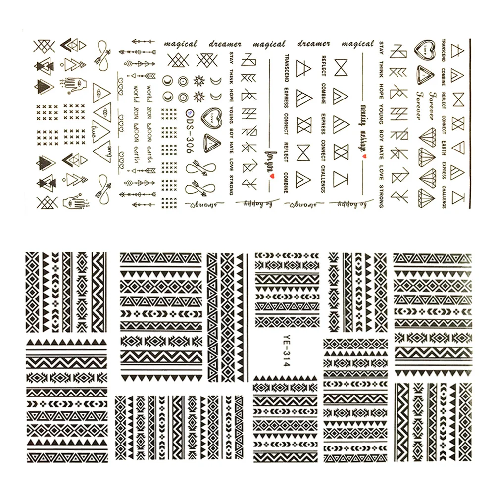 2 hojas, 3 calcomanías de encaje de transferencia para uñas, letras y patrones, pegatinas para puntas de uñas DIY, decoración de manicura delicada para mujeres y niñas