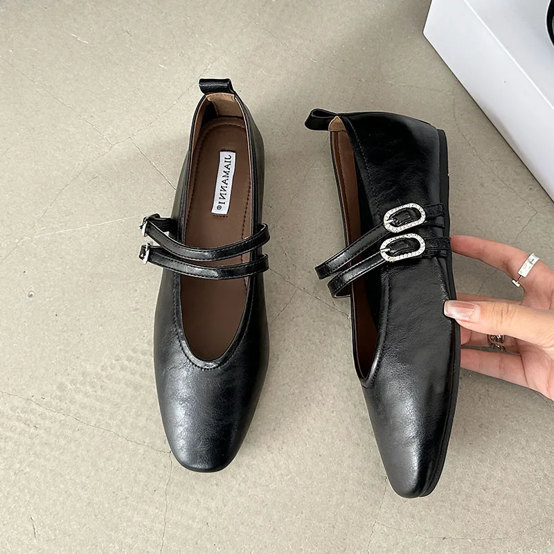 الإناث الارتفاع زيادة الأحذية ماري جينس أحذية مسطحة للنساء موضة ساحة تو مشبك حزام السيدات لوليتا أحذية سيدة #4