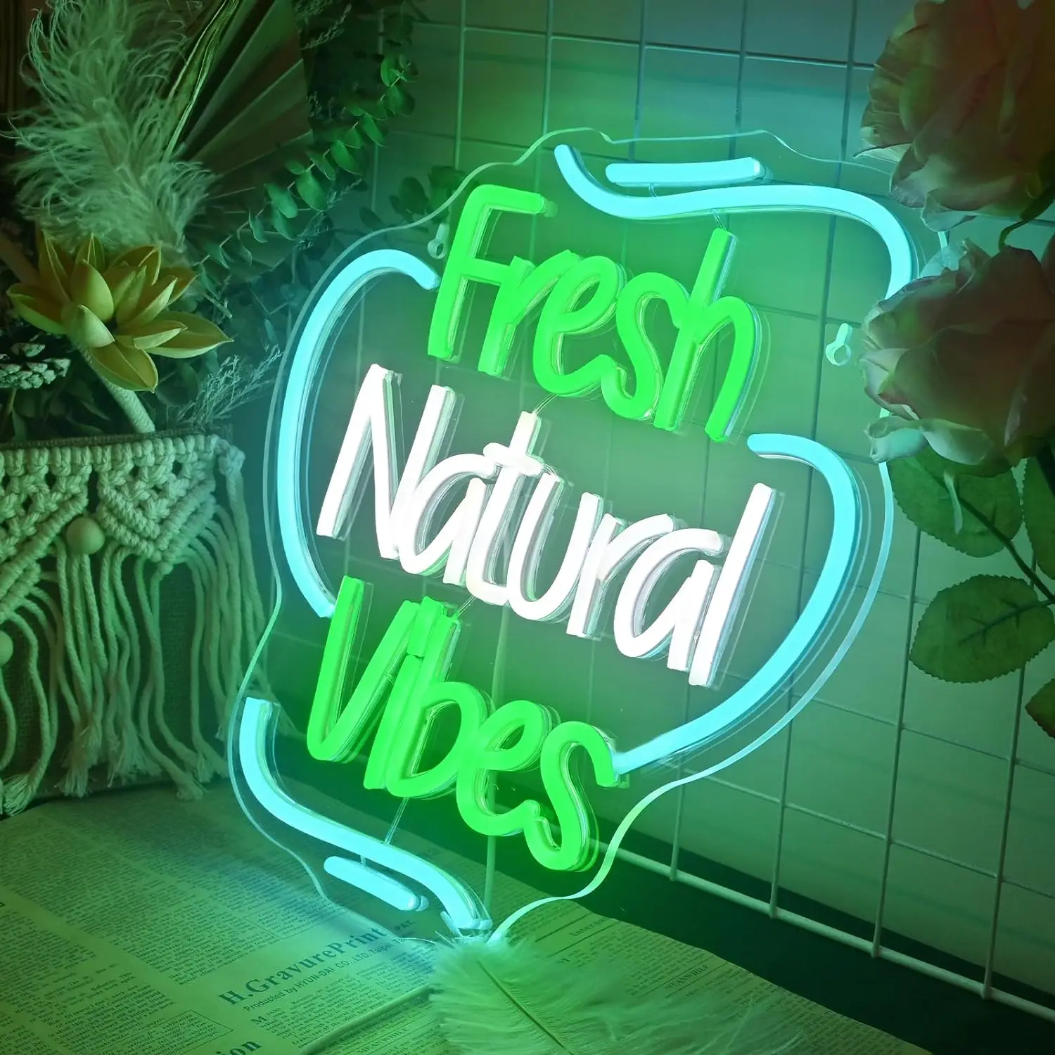 Fresh Natural Vibes Neon Signs For Wall Decor Art Room Decoration For Home Bars Bedroom Birthday Party Festival USB Powered Lamp