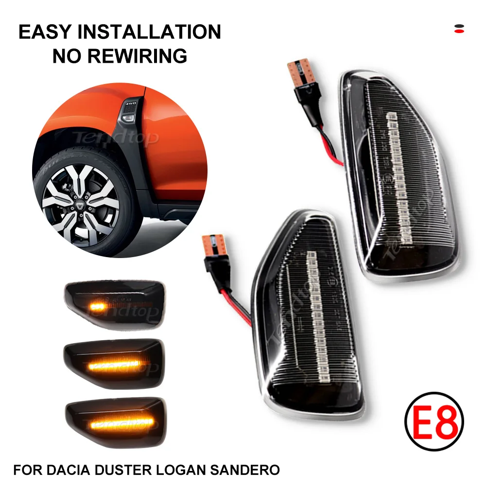 2 Piezas de Luces LED Dinámicas Laterales con Flecha Intermitente para Dacia Logan 2, Sandero 2, Duster, Renault Stepway, Sandero