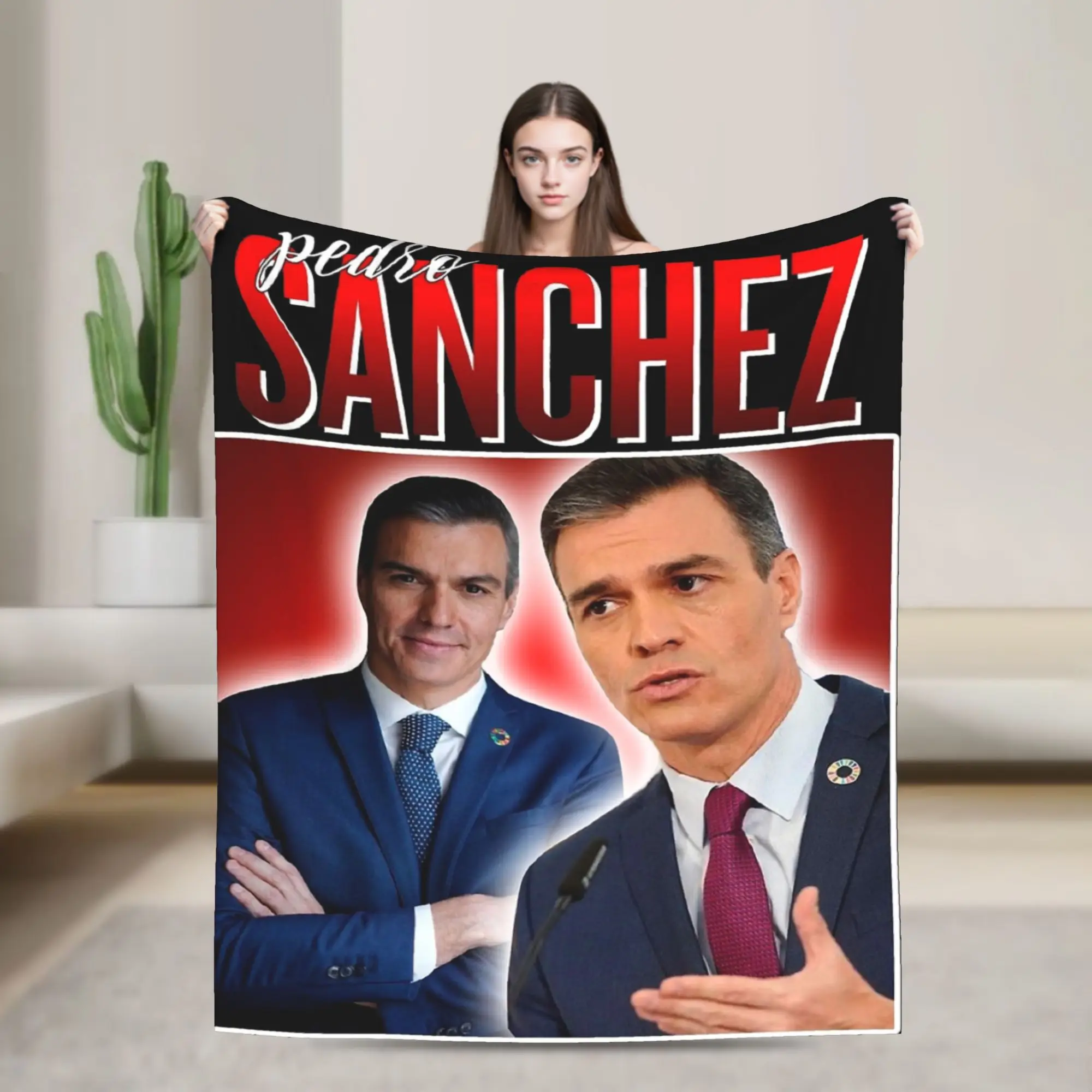 Super Soft Pedro Sanchez Spain PSOE  Throw Blanket Premium Fleece Flannel Lightweight Bed Blanket Super Cozy Blankets All Season