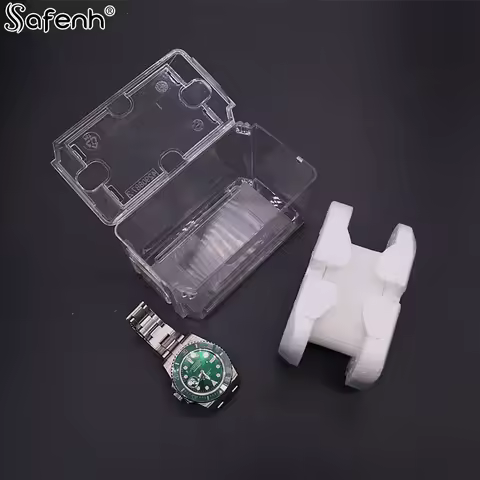 1Pc Transparent Watch Box Inner Holder Men Ring Box Vintage Single Grid Watch Box Plastic Pet Christmas Gift Boxes Man