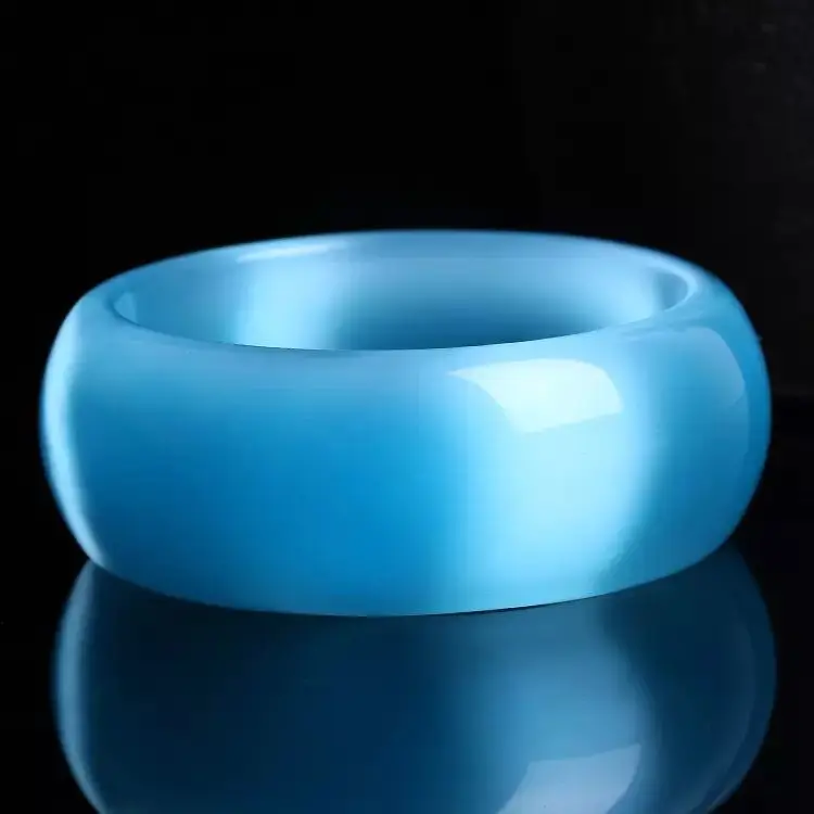 Genuine Bright Light Blue Natural Cat Eye Stone Bangle Bracelet Fine Opal Bangle Jewelry lucky Gift For Woman Drop Shipping