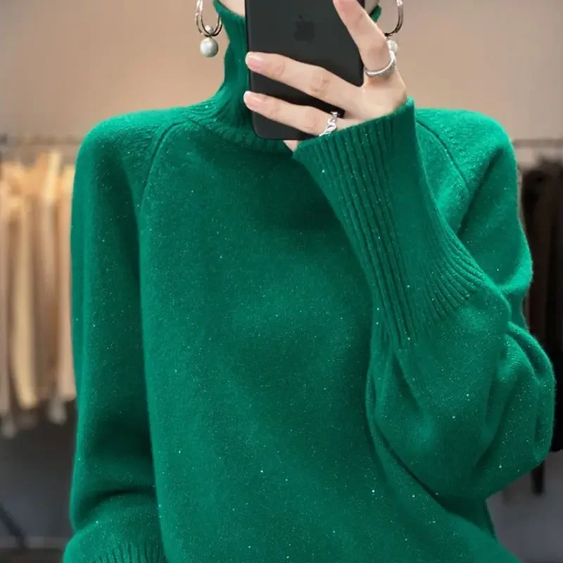 Woman Clothing High Collar Warm Pullover Blouse Autumn Winter Thicken Women's Sweater Pulls Femmes Tops Basic Shirt