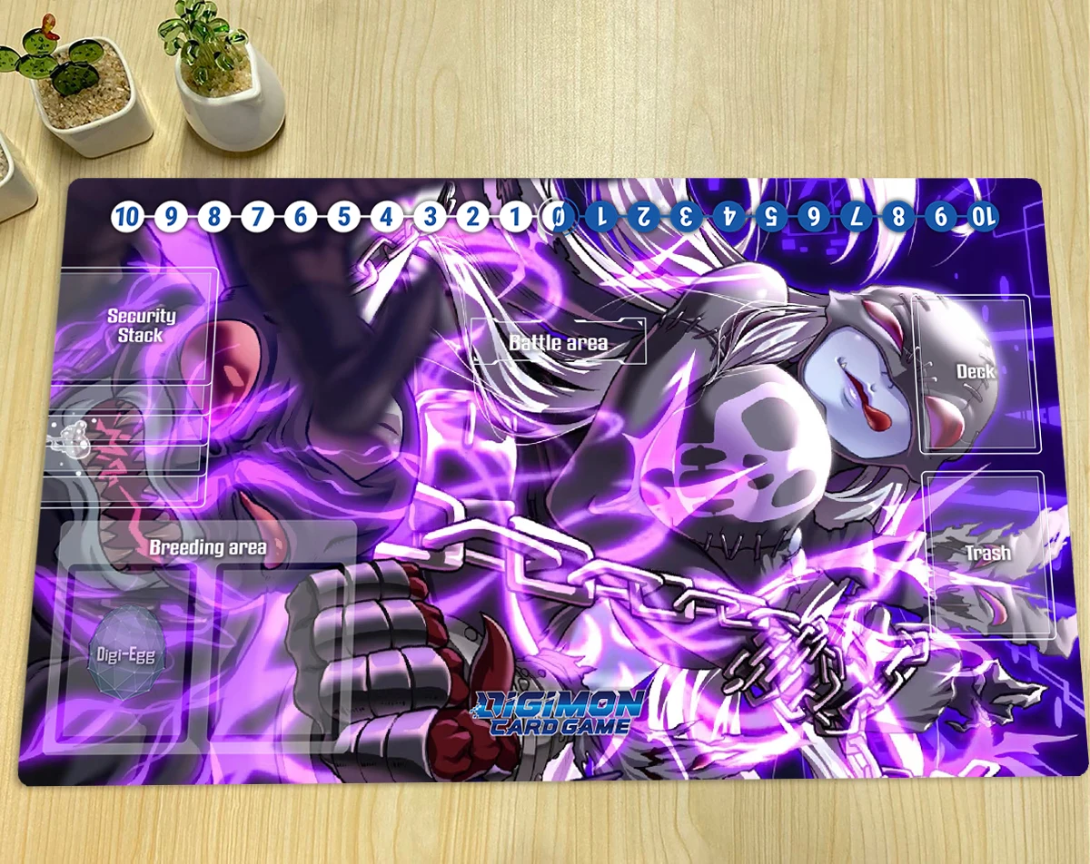 Digimon Playmat Lady Devimon DTCG TCG CCG Mat Board Game Trading Card Game Mat Custom Anime Mouse Pad Rubber Desk Mat & Free Bag