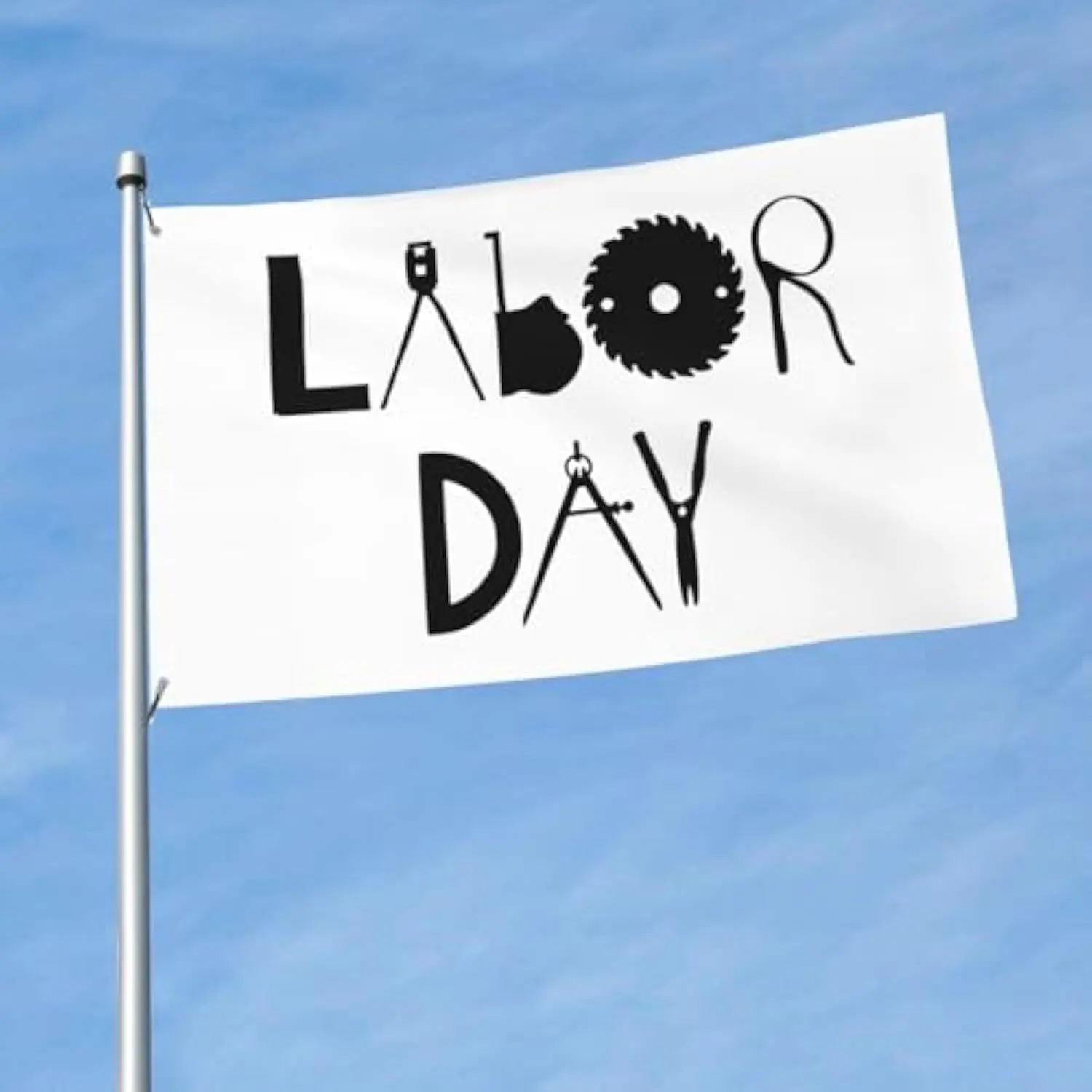 Tools Equipment Labor Day Flag Lightweight Fade Resistant for Outdoor Courtyard Garden Decoration