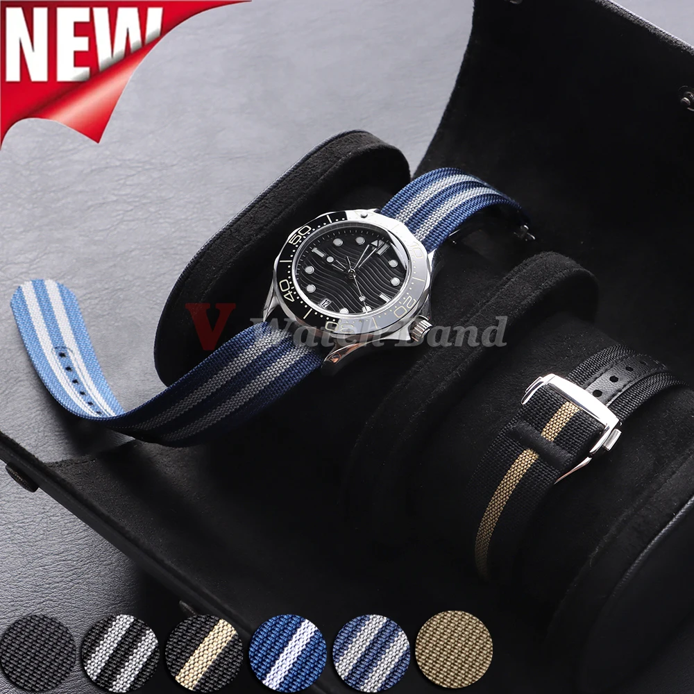 

Нейлоновый ремешок 20 мм для Seiko для Tudor, ремешок для часов с застежкой-петлей, мужской зеленый военный водонепроницаемый браслет на запястье для замены Omega