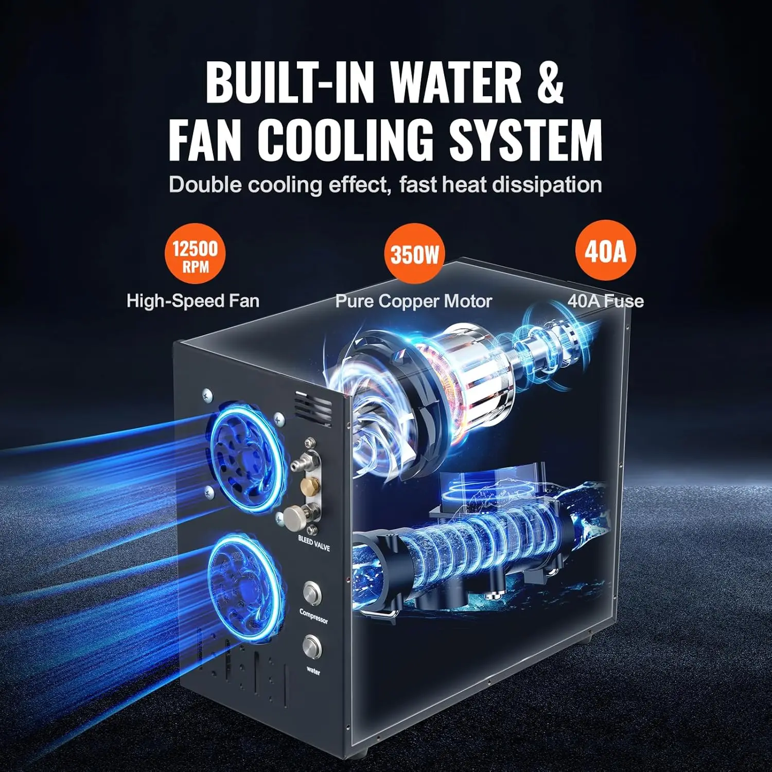 PCP Air Compressor,4500PSI/30Mpa Portable PCP Airgun Compressor - Built-in Water and Fan Cooling System,Auto-Stop | DC12V/AC120V