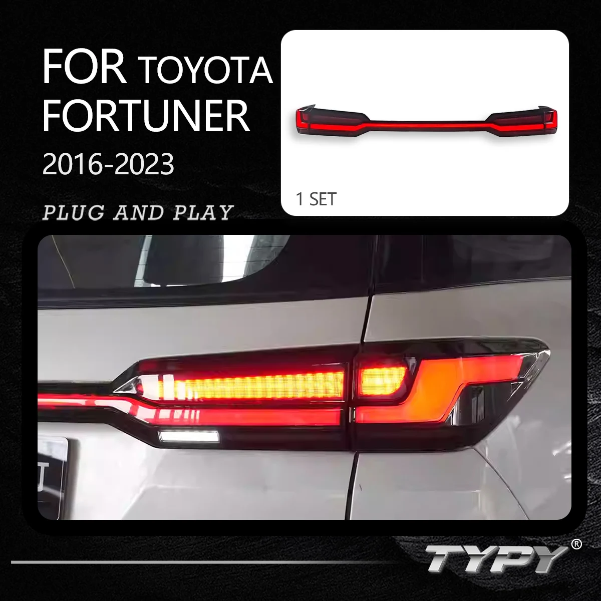 

TYPY New LED Tail Lamp Upgrade Modified For Toyota Fortuner 2016-2023 Taillight Dynamic Signal Tail Lamp Auto Accessories