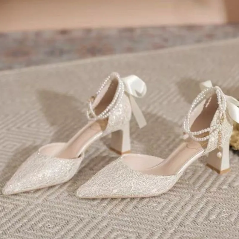 Kobiety eleganckie szpiczaste buty na wysokim obcasie wiosenna moda płytkie buty nowy projekt sukienka buty damskie ślubne pompy Zapatos