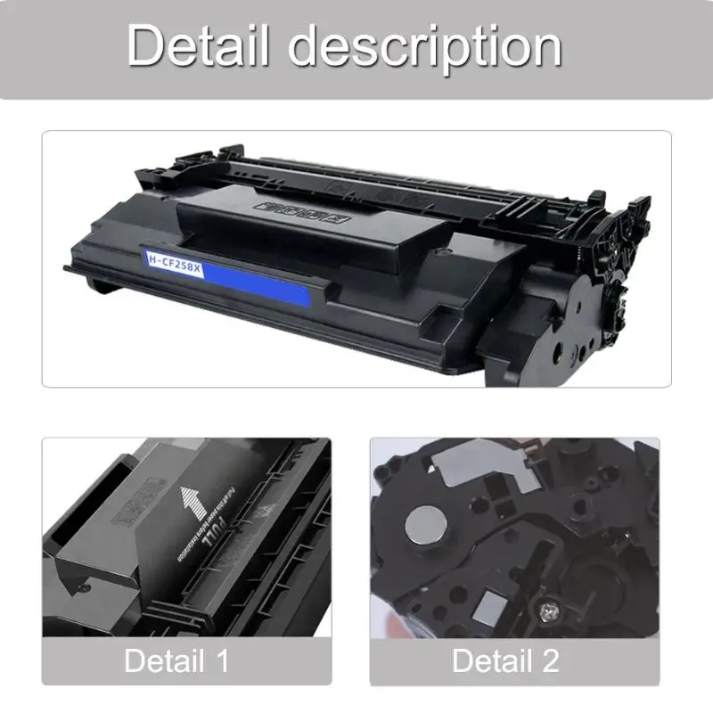 652F Printer Toner Cartridge For CF258X Models Large Powder Capacity Chip Durability