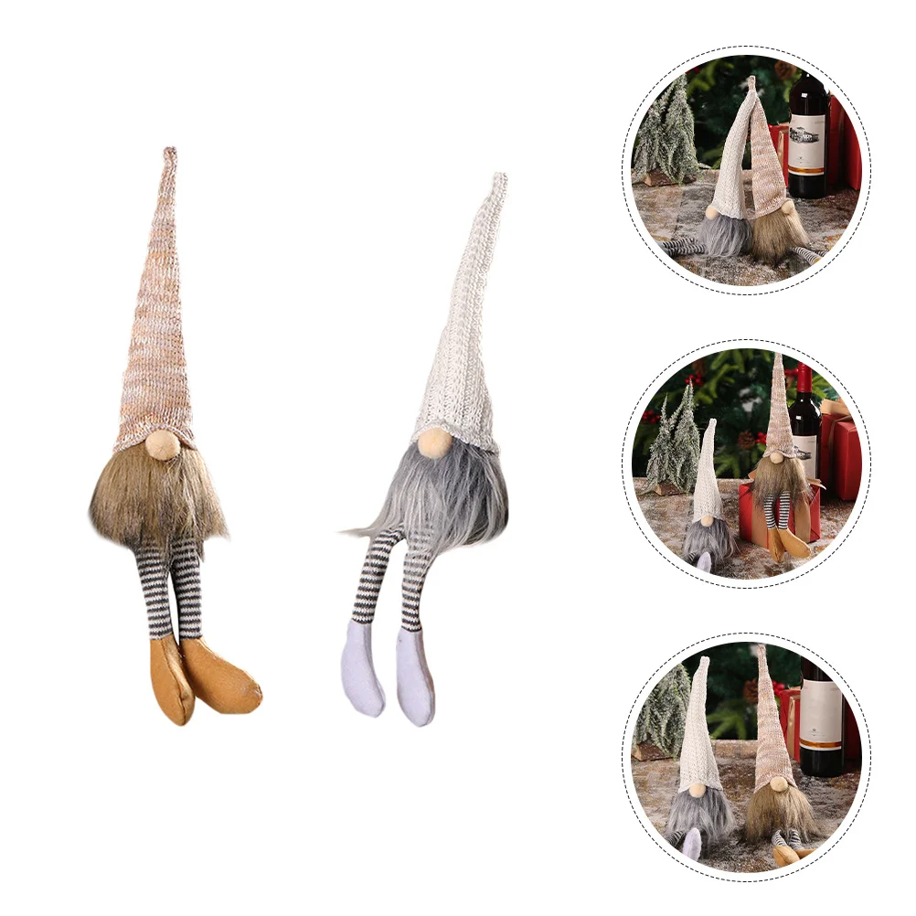

2Pcs Christmas Gnome Ornaments Desktop Holiday Tabletop Decorations Xmas Gnome Decor for Living Room Bedroom