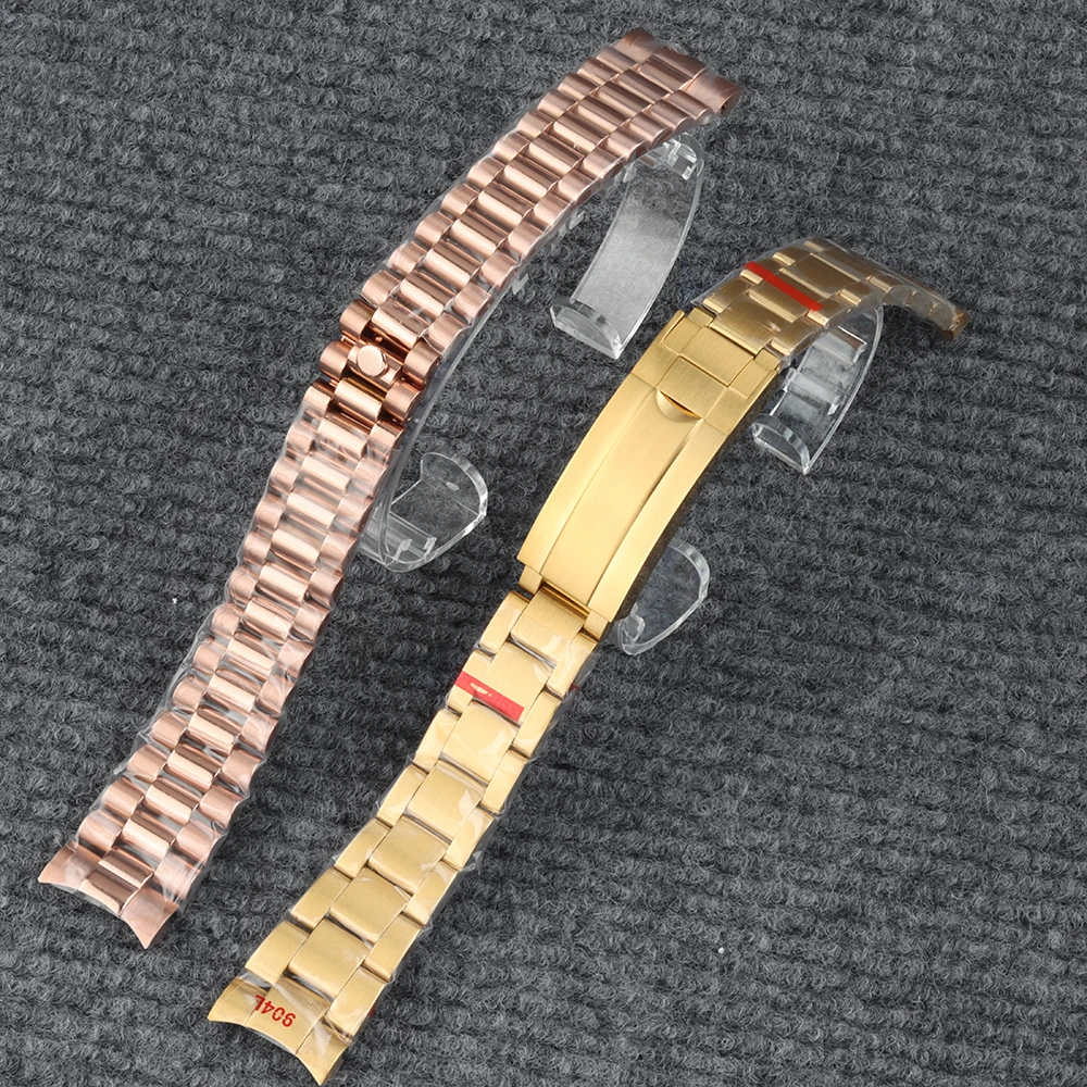 

rose gold/silver 20mm Bracelet NH35 Watch band 316L Solid Steel For Log Sub Seiko NH35 NH36 Movement Presidential/Oyster Strap