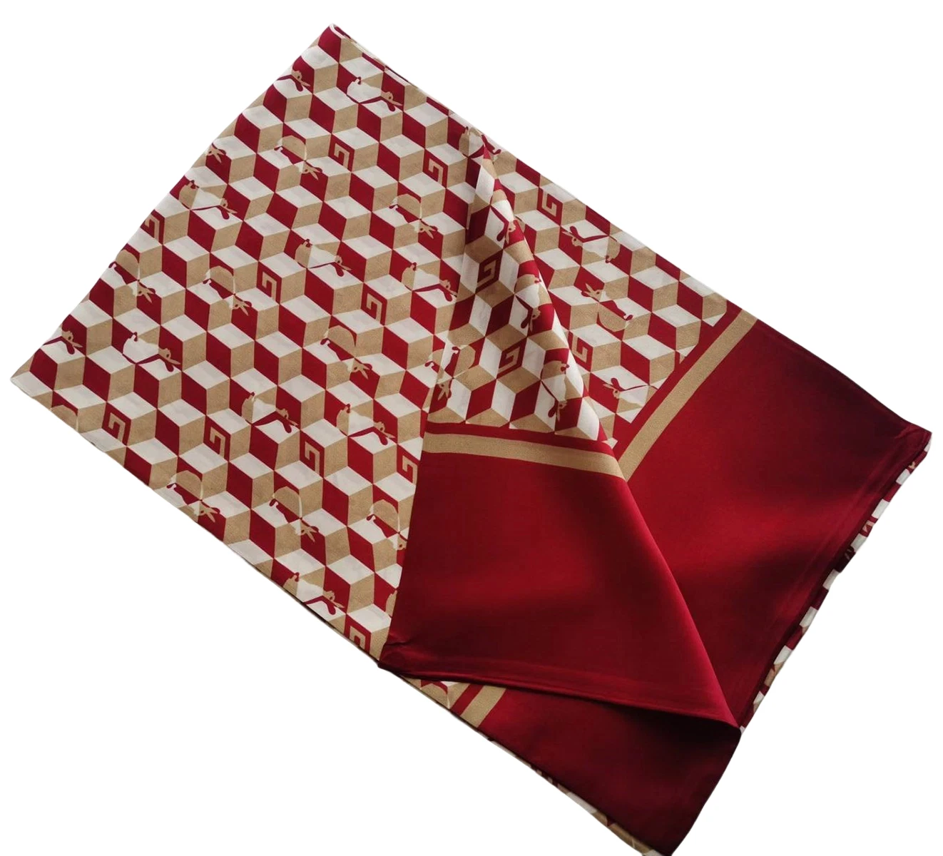 Мужской длинный шарф из 100 шелка с квадратным узором, деловая рубашка с галстуком, красный, синий, двухслойный