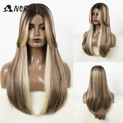 Noble Cosplay Honey Blonde Synthetic Lace Front Wigs For Women Ombre Brown 24 