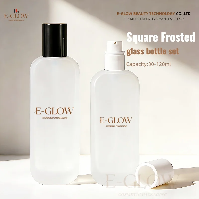 

【С индивидуальным логотипом】1 шт. 50 г 100 мл Стеклянная квадратная бутылка с помпой, пустая, для лосьона, косметики, ухода за кожей, упаковка для косметических средств